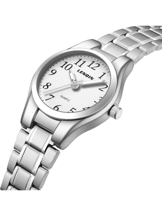 Ln Lenqin Women\'s All Silver Stainless Steel Band Waterproof Quartz Wrist Watch main image 6
